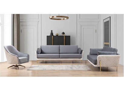 Luxus Garnitur Sofagarnitur 3+3+1 Sitzer Sofas Sessel Stoff 3tlg. Sets
