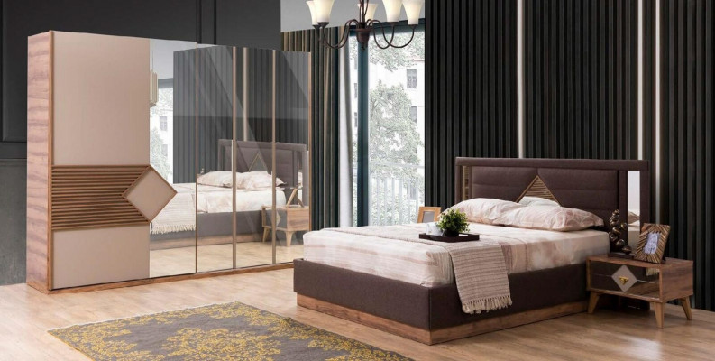 Bett Schlafzimmer Design Möbel Luxus Betten 2x Nachttische 4tlg Kleiderschrank