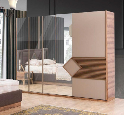 Bett Schlafzimmer Design Möbel Luxus Betten 2x Nachttische 4tlg Kleiderschrank