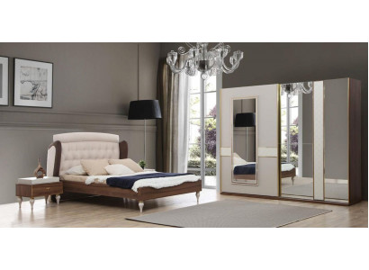 Bett Schlafzimmer Design Möbel Luxus 2 Nachttische 4tlg Kleiderschrank