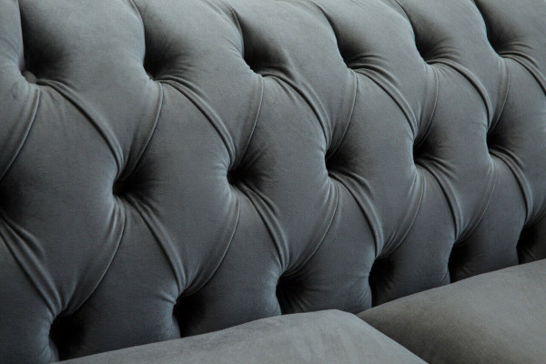 Chesterfield Original Sofa Textil Sofas Couchen Stoff Grau 200cm Couch