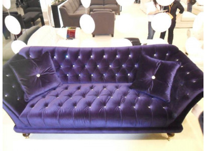 Chesterfield 3 Seater Elegant Sofas Textile Couch Luxury Blue Sofa