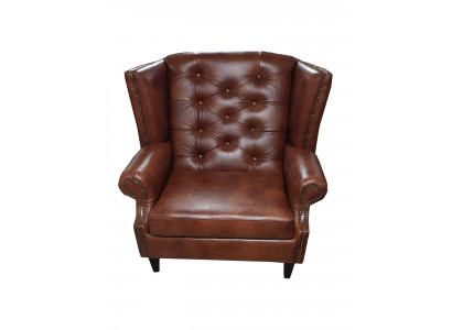 Luxus Ohrensessel Chesterfield Sessel Leder Braun Couch Modern Möbel