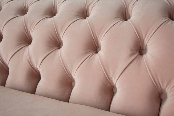 Modern Chesterfield 4 Sitzer Design Sofa Rosa Polstermöbel Sofas Stoff Textil