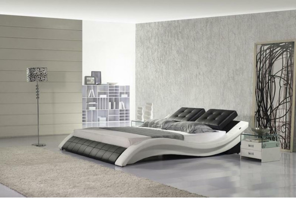 Doppelbett Designer Bett Ehebett Polsterbett Schlafzimmer Lederbett Neu