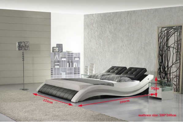 Doppelbett Designer Bett Ehebett Polsterbett Schlafzimmer Lederbett Neu