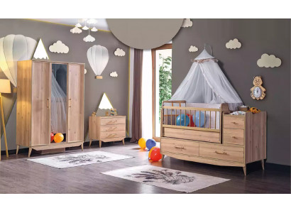 Säugling Schlafzimmer Komplettzimmer Baby Bett Schrank Kommode 3tlg.
