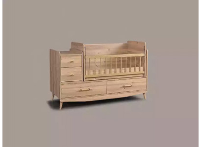 Kinderbett Säugling Baby Betten Kleinkind Holzbett Braun mit Regalen