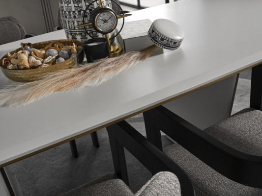 Garnitur Essgruppe Esszimmer Esstisch Luxus Stühle Essecke 7tlg Weiß