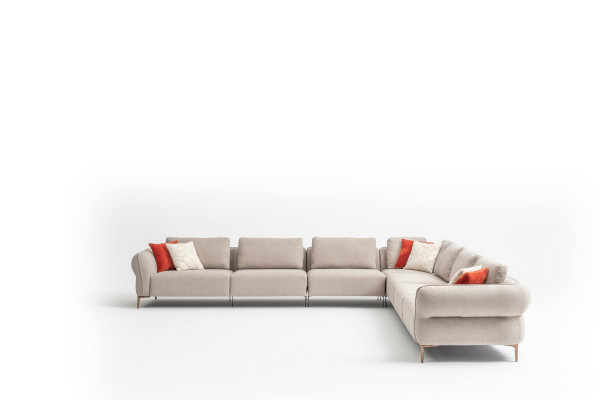 Ecksofa Sofa LForm Luxus Wohnzimmer Beige Polster Sofa Möbel 402x402cm