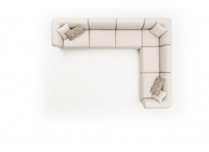 Ecksofa L-Form Beige Eckgarnitur Möbel Textil Stil 405x315 Couch Sofa