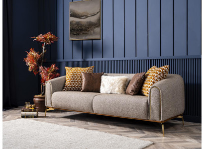 Dreisitzer Sofa 3 Sitzer Sofas Design Modern Stoff Grau Wohnzimmer