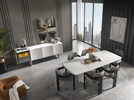 Esstisch Esszimmertisch Essecke Tisch Holz Modern Weiß Esszimmer Luxus