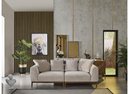 Dreisitzer Sofa 3 Sitzer Sofas Design Weiß Modern Stoff Polyester Neu