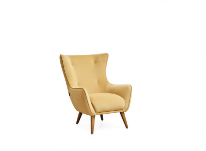 Sessel Ohrensessel Cocktailsessel Stoff Wohnzimmer Polyester Gelb Sitz