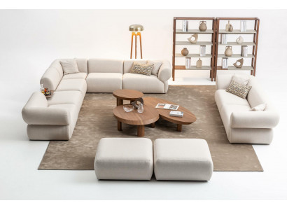 Sofagarnitur Wohnzimmer Sofa Set L-Form 3 Sitzer Hocker Set Modern Design