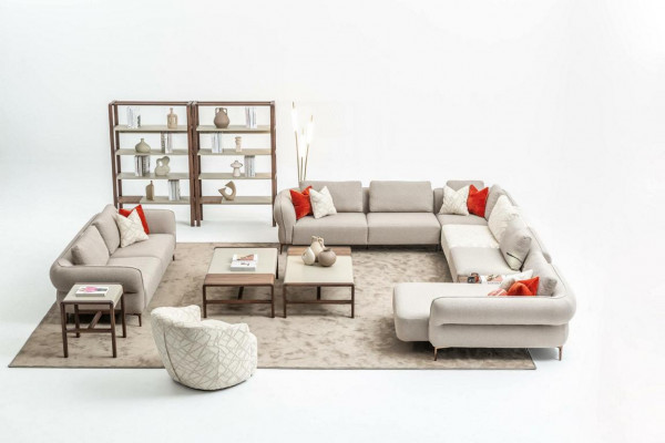 Sofagarnitur 2+1 Sitzer U-Form Sofa Set Wohnzimmer Garnitur Luxus Couchen