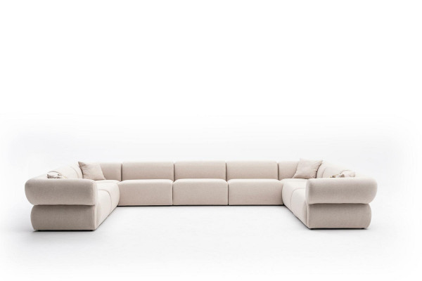 Ecksofa U-Form Luxus Wohnzimmer Stil Modern Polstersofa Textil