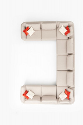 Sofa U- Form Wohnzimmer Ecksofa Beige Polstersofa Design Modern