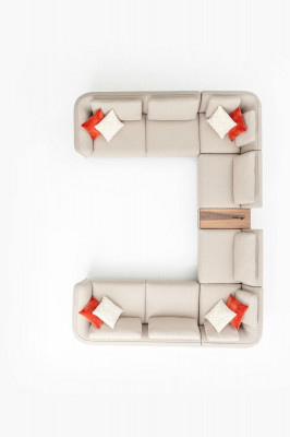 Sofa Beige Wohnzimmer Polstersofa Design Modern Ecksofa U- Form Neu