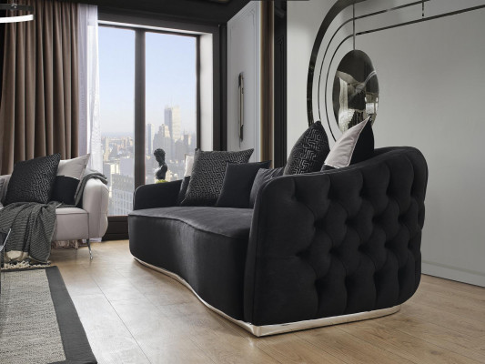 Sofagarnitur Sofa Sessel 431 Sitzer Stoff Luxus Sofas Weiß Schwarz