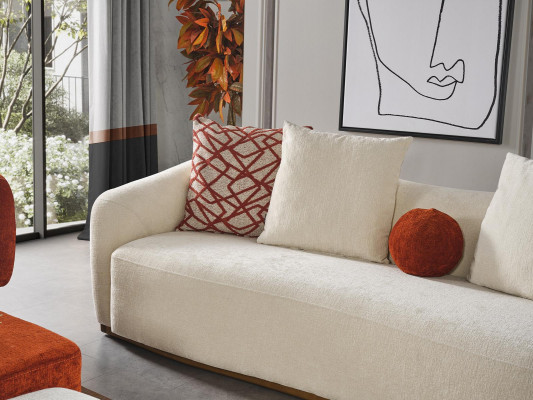 Viersitzer Sofa 4 Sitzer Sofas Modern Design Stoff Polyester Weiß Neu