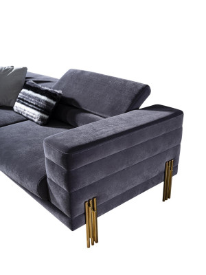 Luxus Sofagarnitur Sofa 3 Sitzer Sessel Stoff Modern Grau Modern Set