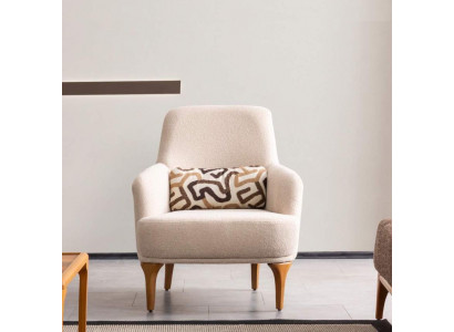 Design Sessel Beige Farbe Wohnzimmer Holz Stilvoll Lounge Club Möbel