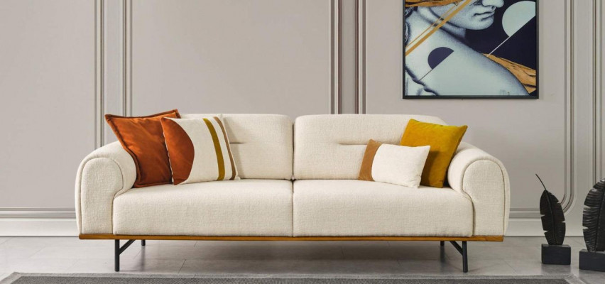 Modern Sofa 3 Sitzer Luxus Beige Design Möbel in Wohnzimmer Couchen