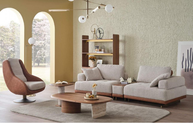 Modern Sofagarnitur 3+1 Sitzer Beige Design Set Wohnzimmer Sofa Couch
