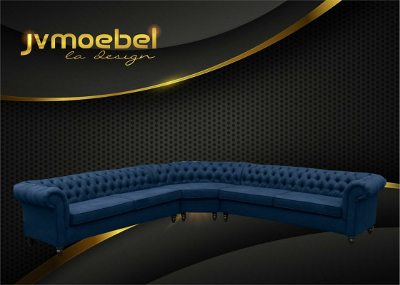 Ecksofa Sofa Design Chesterfield Couch Textil Stoff Wohnlandschaft Garnituren