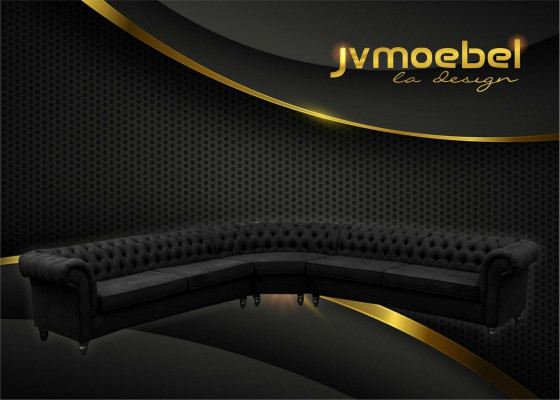 Ecksofa Sofa Design Chesterfield Couch Textil Stoff Wohnlandschaft Garnituren