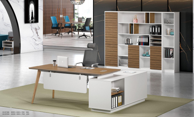  Büroeinrichtung 2tlg. Set Chef Tisch und Aktenschrank Tische Regal Schreibtisch 