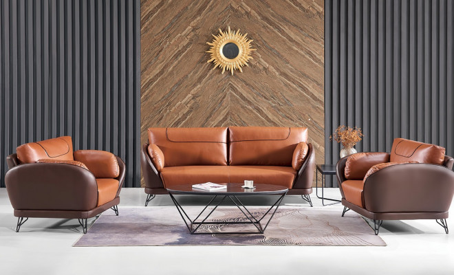 Modern Sofa Couch Polster Leder Couchen Polster Garnitur Büroeinrichtung 3+1+1