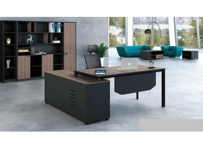 Büroeinrichtung 2tlg. Set Chef Tisch + Aktenschrank Tische Regal Schreibtisch