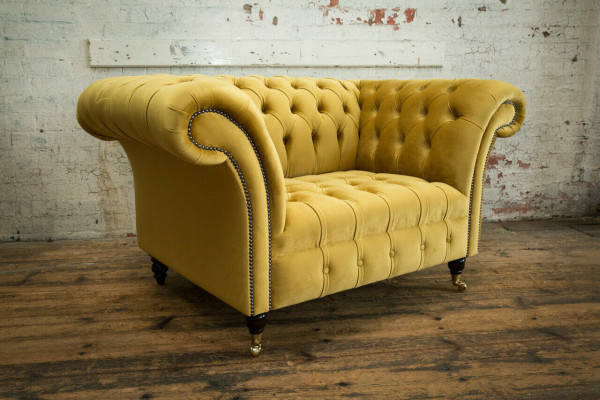 Designer Chesterfield Sofagarnitur Sofa Couch Polster Set in Samt 4tlg.