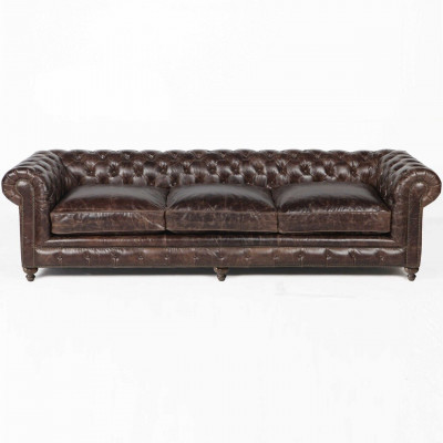 Braunes Chesterfield Sofa Couch Polster Stoff Leder Couchen Polster Garnitur Big XXL