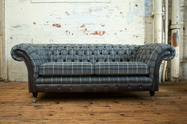 Chesterfield Sofa Dreisitzer Polster Design Couchen Sofas Garnitur Grau