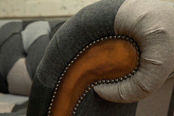 Chesterfield Textil Sofa 3 Sitzer Sofa Polster Sofas Design Luxus Stoffsofas New