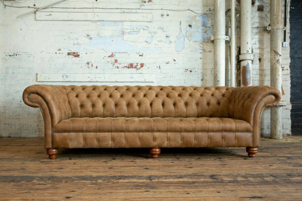 Chesterfield Braune Couch Sofa Polster 4 Sitzer Couchen Sitz Garnitur