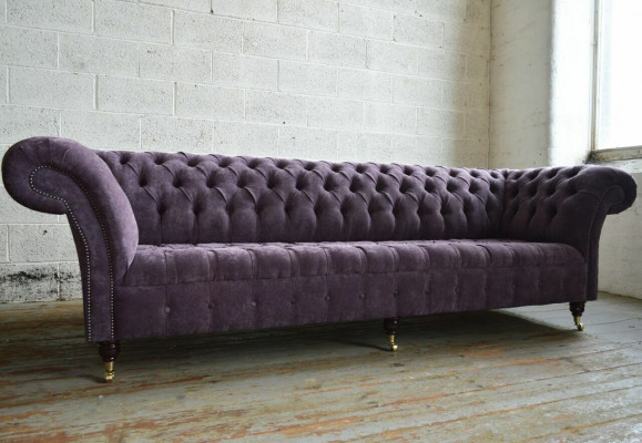 Lila Chesterfield Luxus Couch Sofa Polster 4 Sitzer Couchen Sitz Garnitur 