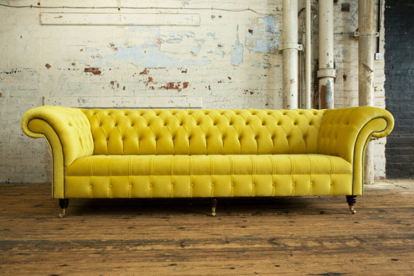 Design Sofa 4 Sitzer Polster Luxus Klassische Textil Chesterfield Sofas Couch