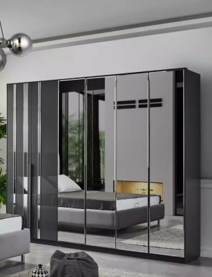 Schlafzimmer Bett 2x Nachttische Kleiderschrank Spiegel Design Luxus 6tlg