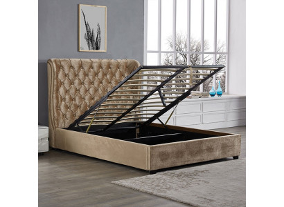 Beiges Chesterfield Polsterbett Luxus Schlafzimmer Design Betten