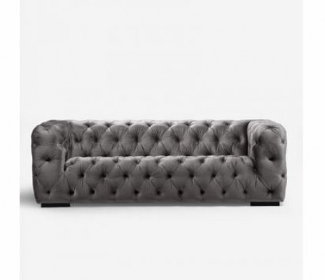 Graues Chesterfield Sofa Couch Polster Stoff Leder Couchen Polster Garnitur