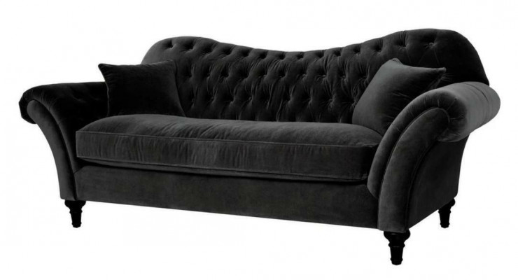 Couchen Polster Sofa Sofas Chesterfield Schwarz Dreisitzer Stoff Wohnzimmer Neu