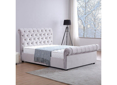 Klassisches Samt Textil Bett Doppel Hotel Betten Gepolsterte Schlazimmer 180x200 cm