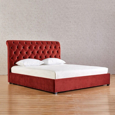 Royal-rotes Schlafzimmer Chesterfield Doppelbett Polsterbetten Luxus Design