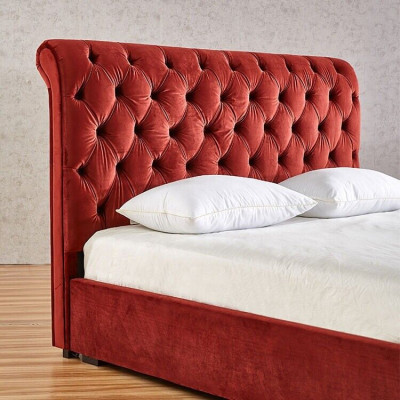 Royal-rotes Schlafzimmer Chesterfield Doppelbett Polsterbetten Luxus Design