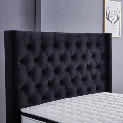 Modernes schwarzes Chesterfield Luxus Bett Textil Doppelbetten